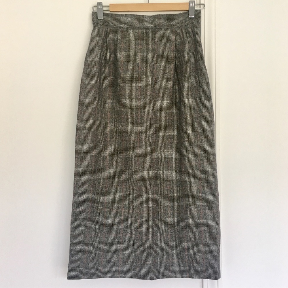 VTG Plaid Wool Pencil Skirt